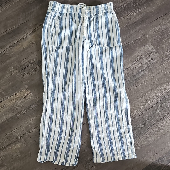 Sonoma Striped Linen Wide Leg Cotton Trousers Beachy Pants - Picture 4 of 9